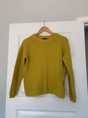 Tahari Mustard Ribbed Crewneck Sweater Women’s Size Large
